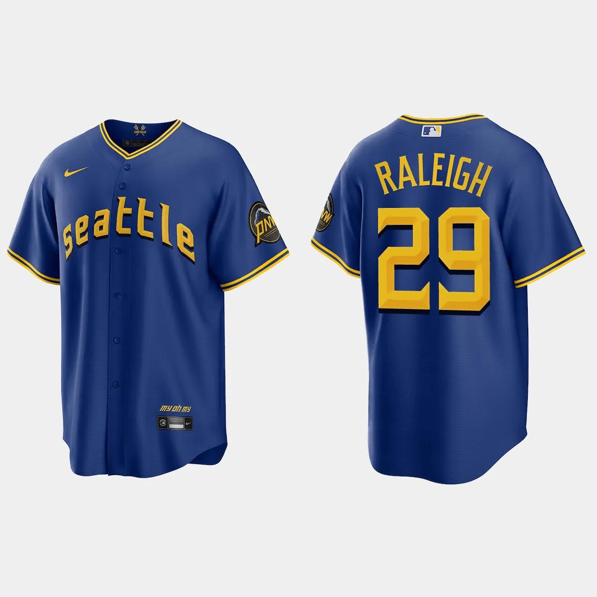 Cal Raleigh 29 Seattle Mariners 2023 City Connect Game Jersey – Royal