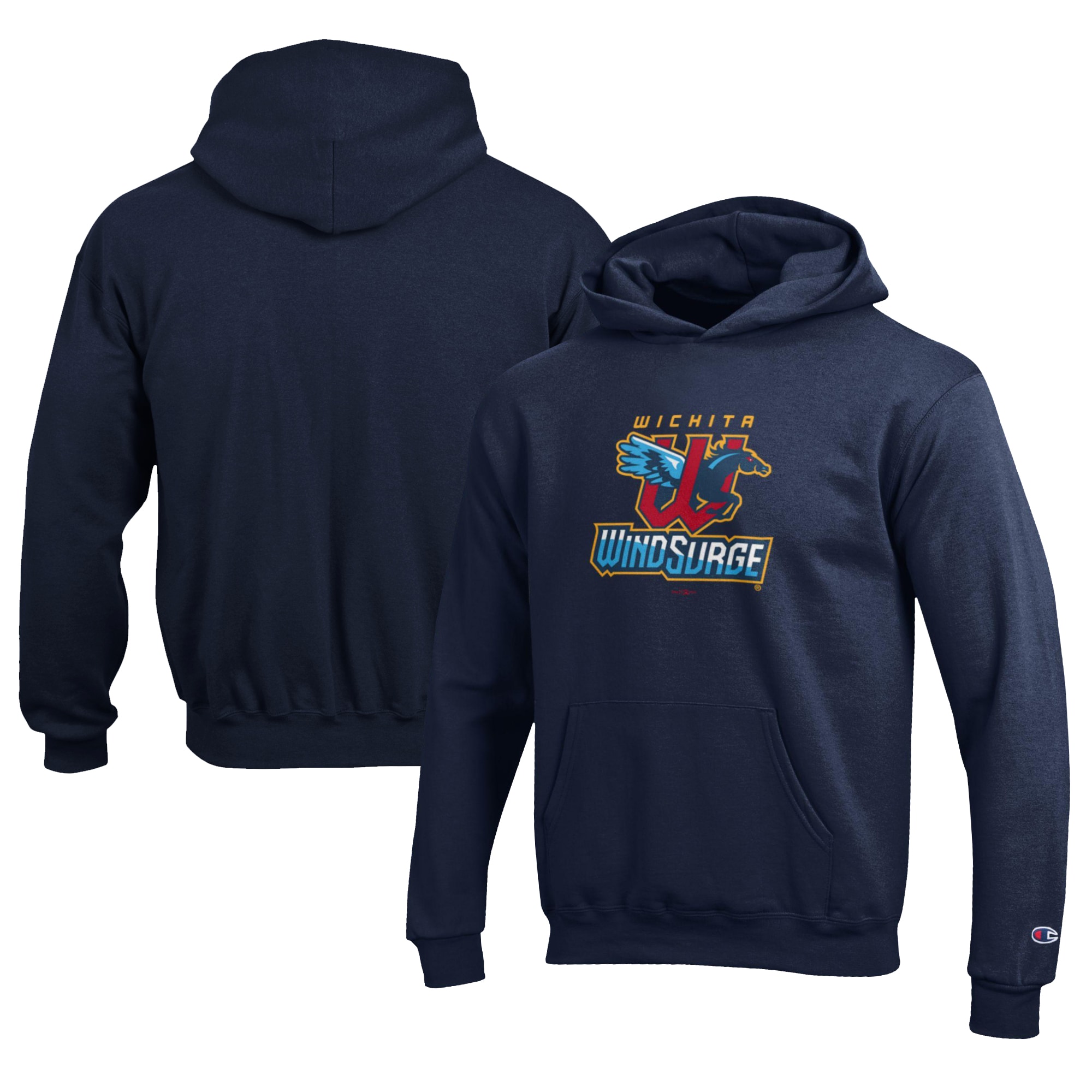 Youth Wichita Wind Surge Champion Navy Eco Powerblend Pullover Hoodie