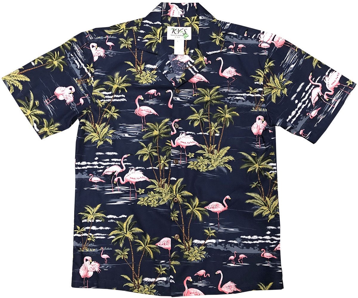 Flamingo Island Navy Hawaii Summer Shirt Ha60655