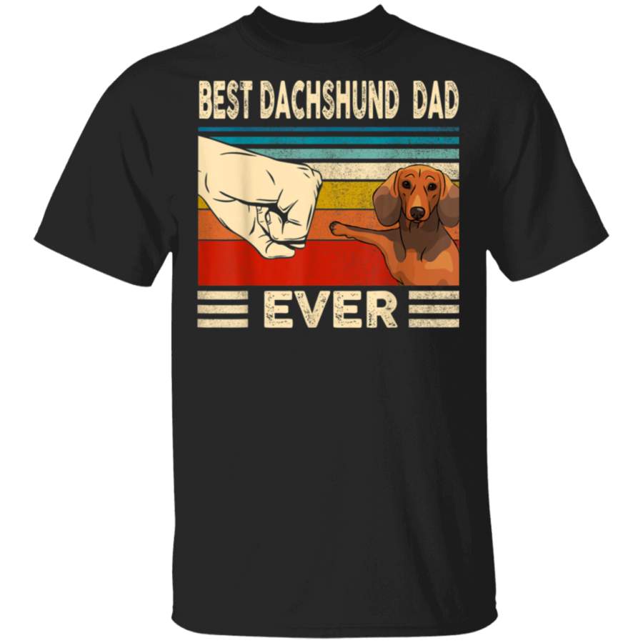 Best Dachshund Dad Ever Fist Bump Retro Gift Fathers Day TShirt