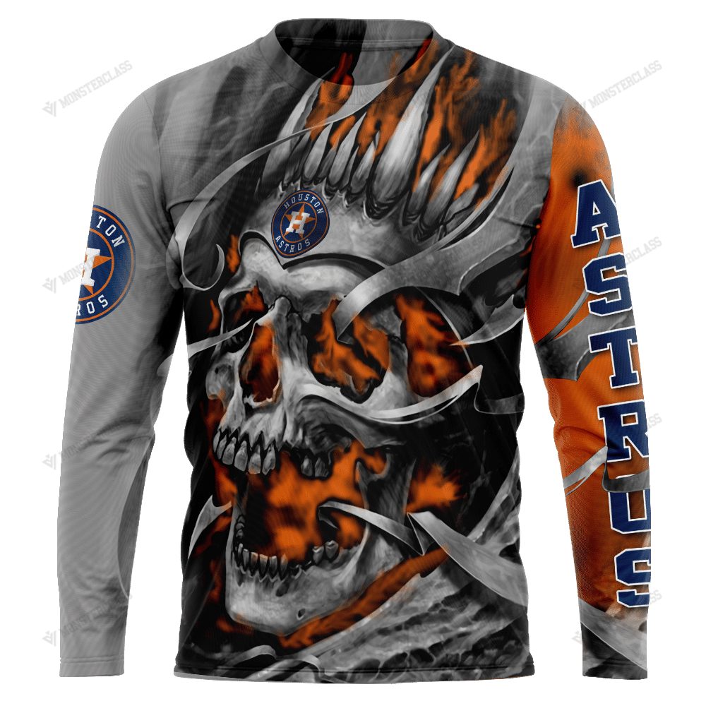 Houston Astros Custom Name Number Skull Gift For Fan 3D Full Printing Sweatshirt