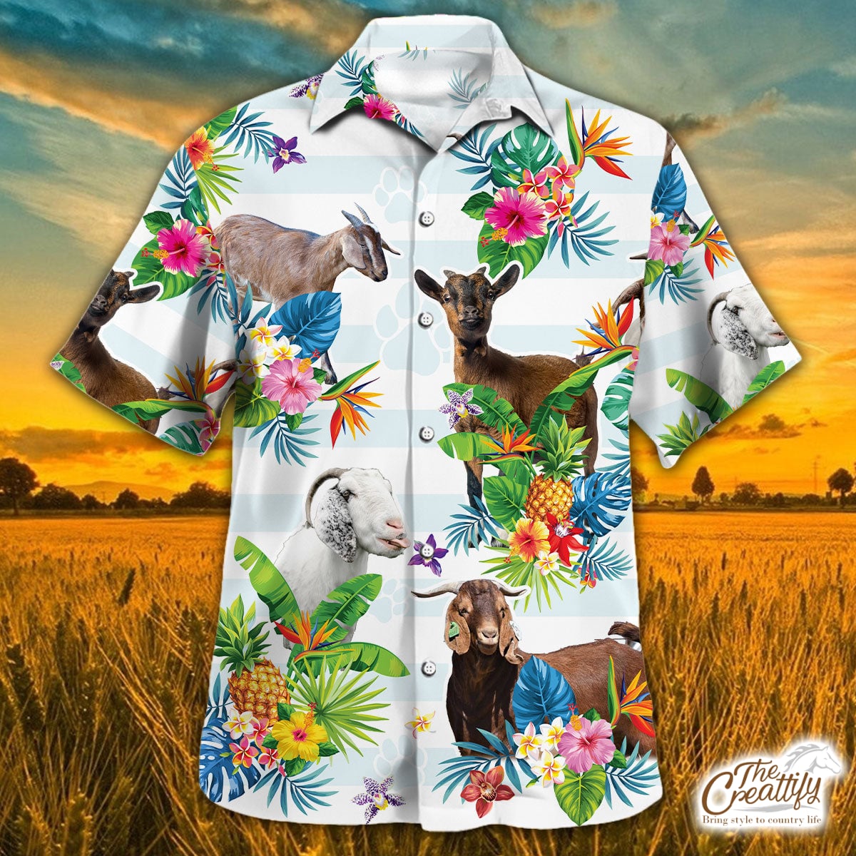 Goat Tropical Flower Hawaii Shirt Ha64775