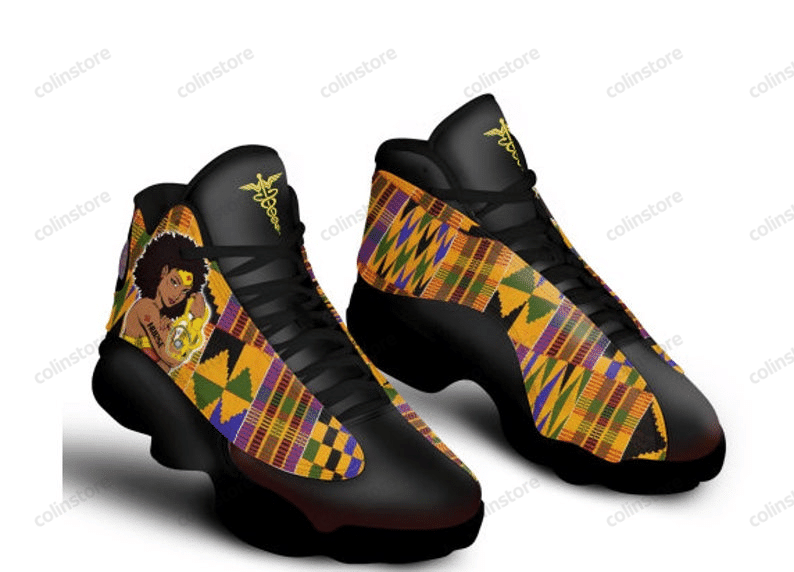 Super Nurse Melanated African Pattern Air JD 13 Shoes  Men And Women