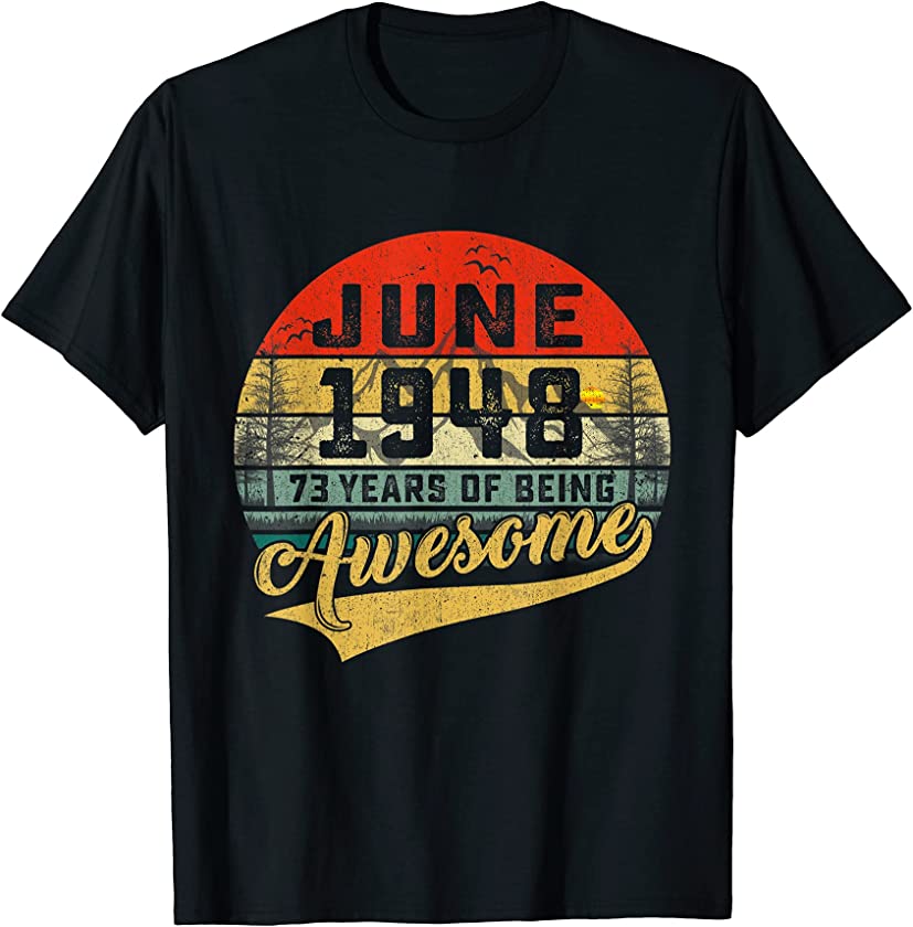 Vintage Retro June 1948 73rd Birthday Gift 73 Years Old T-Shirt