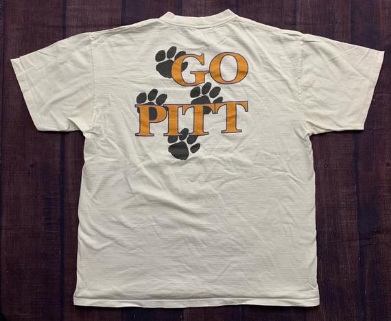 Vintage 90S University Of Pittsburgh Pitt Panthers White Shirtarge Shirt