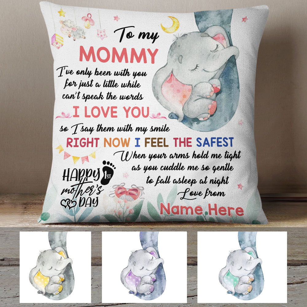 Personalized Love Mother Elephant Pillow FB201 73O60 (Insert Included)