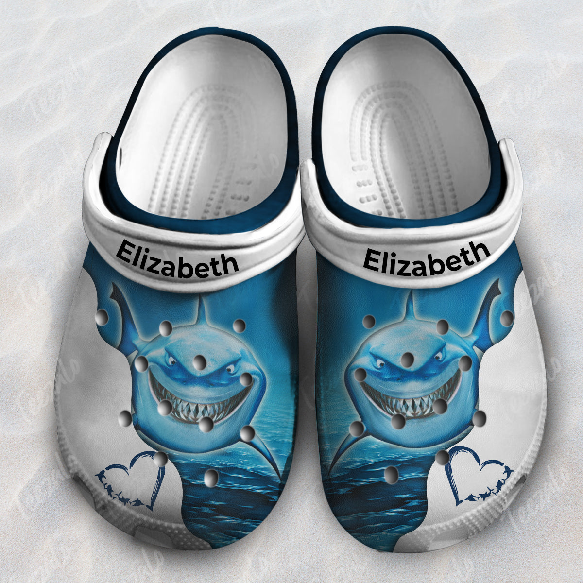 Shark Heart Personalized Clogs Shoes With Your Name