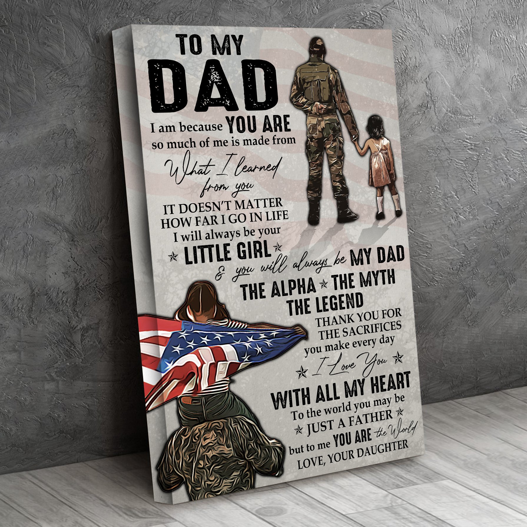 Bekingart Veteran To My Dad From Daughter Love Meaningful Thank You Us Military – Matte Canvas