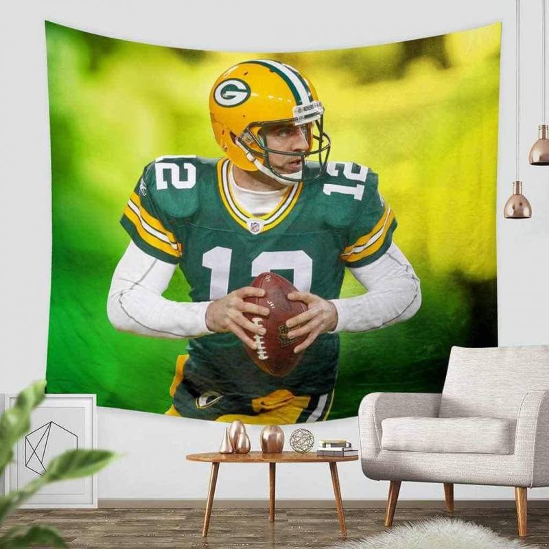 3D Custom Aaron Rodgers Green Bay Packers Tapestry Throw Wall Hanging Bedspread