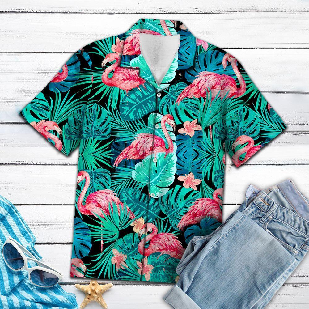 Flamingo Tropical Aloha Shirt Forest Hawaii Ha105149