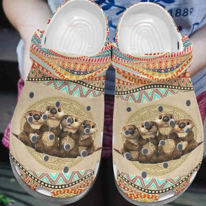 Cute Otter Family Mandala Gift For Lover Rubber clog Shoes Comfy Footwear