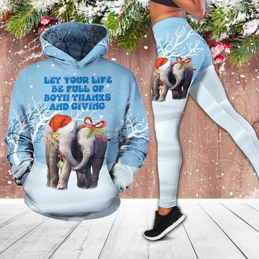 Elephant Turquoise Awesome Design 3D Hoodie Legging Set Combo