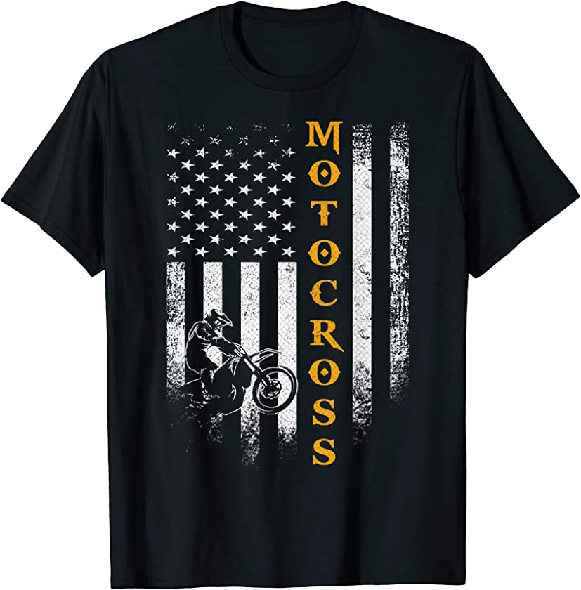 Vintage USA Dirt Bike Motorcross Enduro American Flag Funny T-Shirt