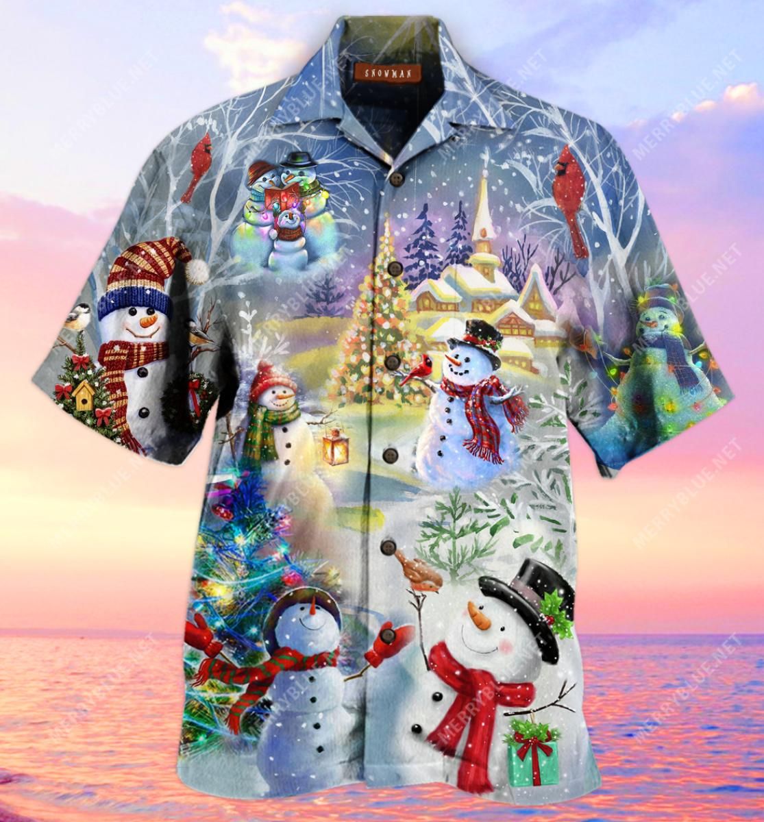 Amazing Christmas Snowman Aloha Hawaiian Shirt Colorful Short Sleeve Summer Beach Casual Shirt For Men And Women