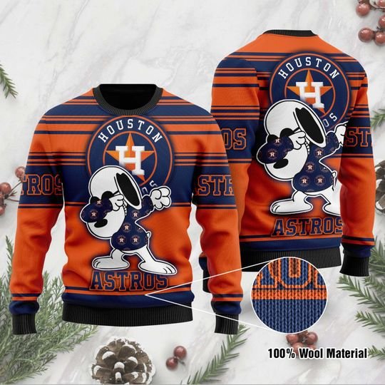 Houston Astros Snoopy Gift For Fan Ugly Wool Sweater Christmas V2