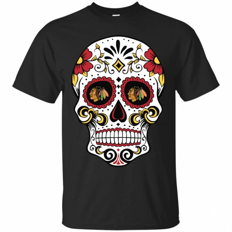 Chicago Blackhawks Sugar Skull T-shirt Long Sleeve Sweatshirt Hoodie