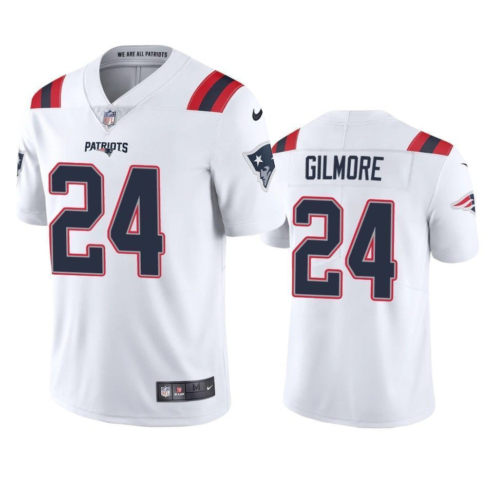 New England Patriots Stephon Gilmore White 2021 Vapor Limited Mens 3D Jersey