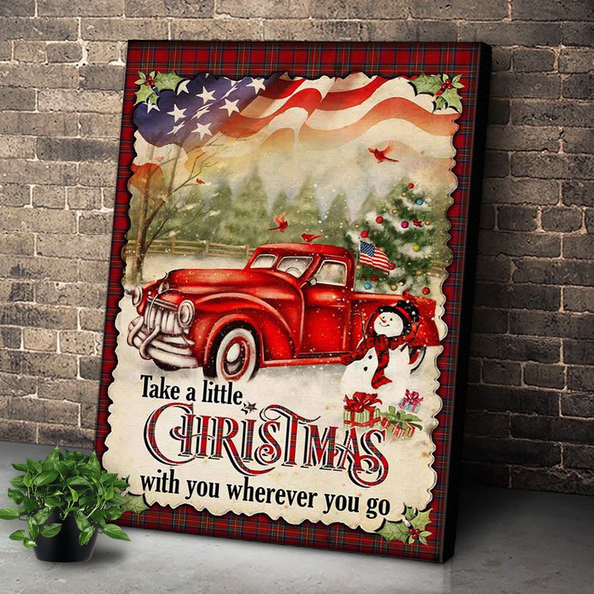 Personalized Red Truck Take A Little Christmas With You Wall Art For Christmas Gift – Canvas Prints Poster Wall Art