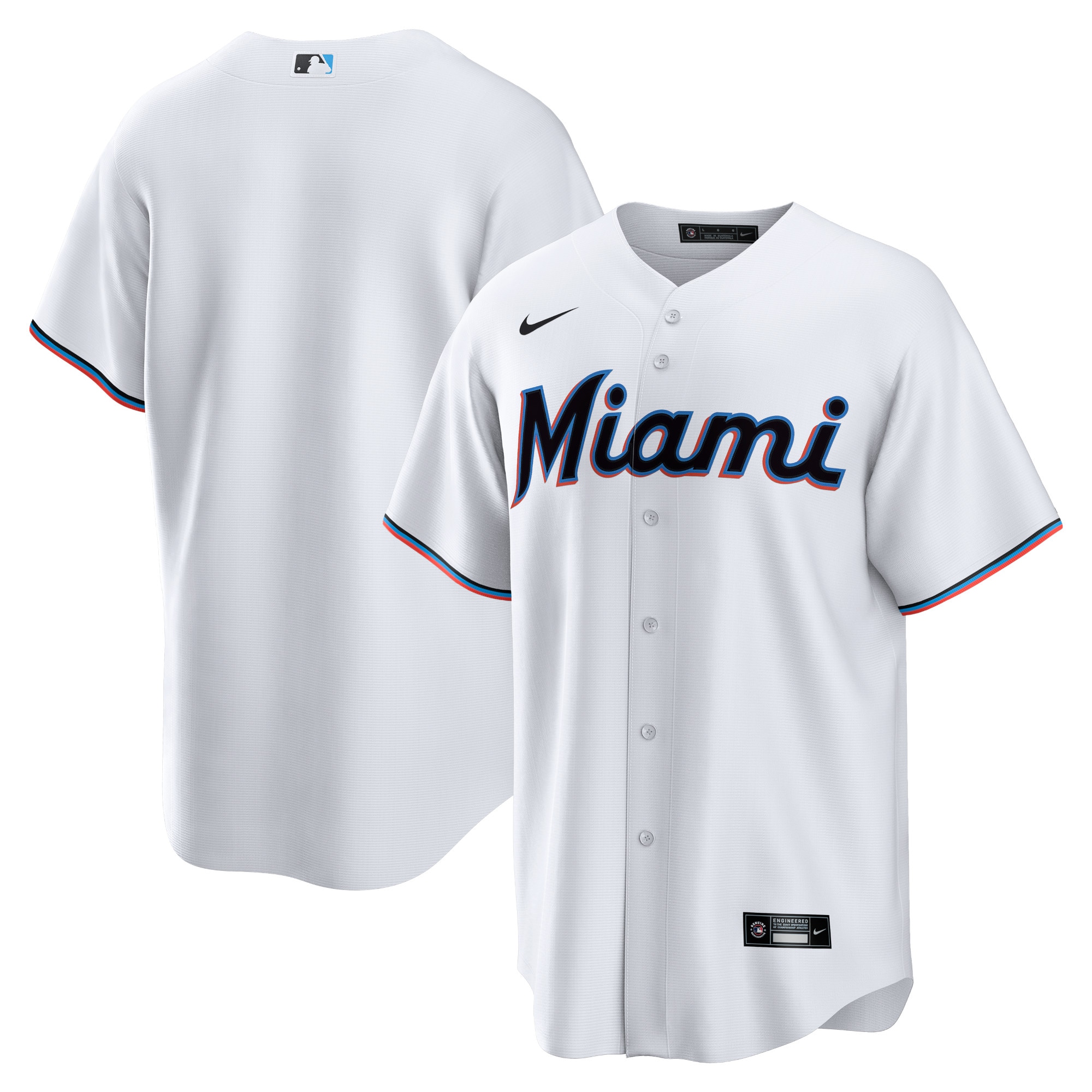 Miami Marlins Home Blank Replica Jersey – White