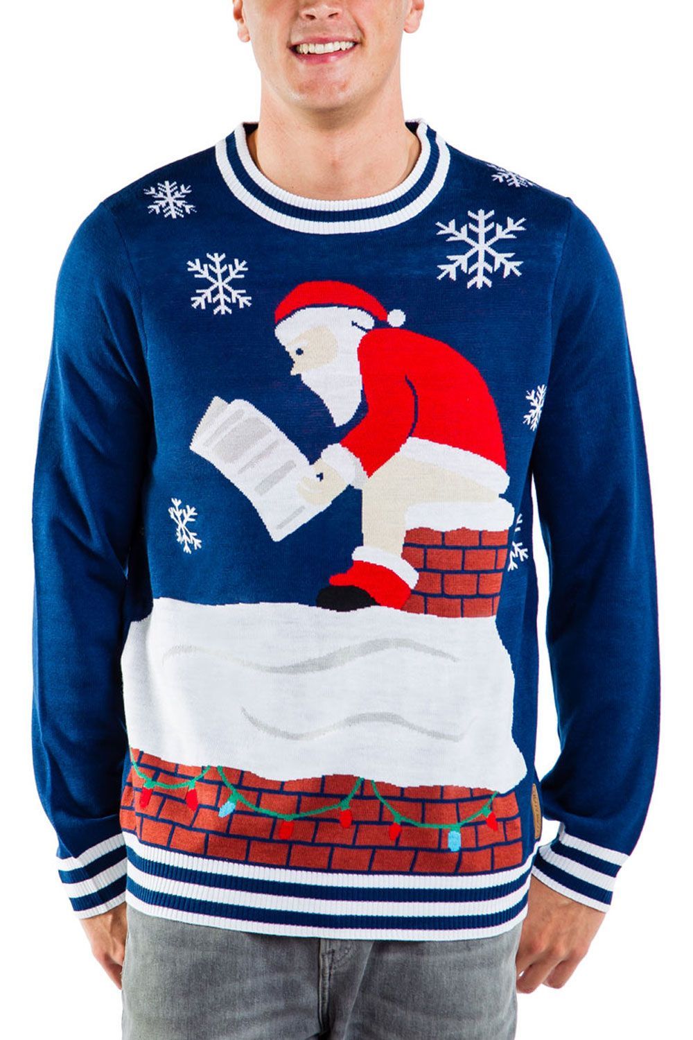 Tipsy Elves Men’S Santa’S Log On The Fire Ugly Christmas Sweater