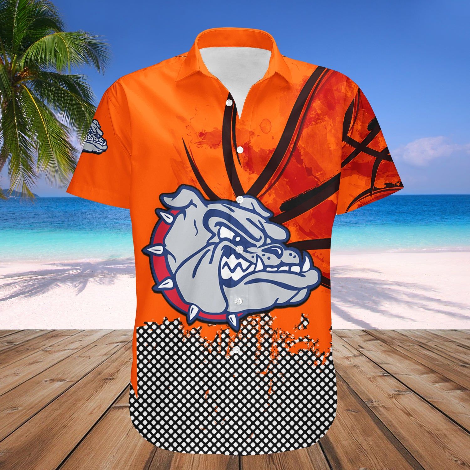 Gonzaga Bulldogs Hawaii Shirt Basketball Net Grunge Pattern – NCCA