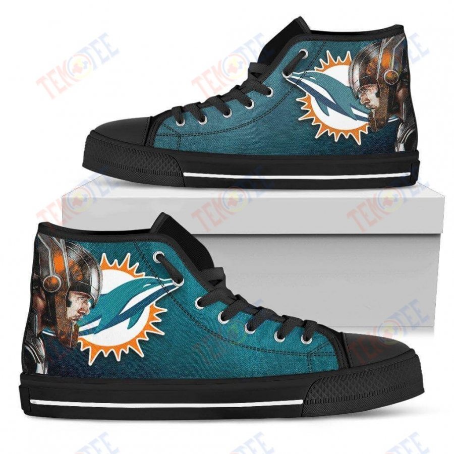 Mens Womens Miami Dolphins High Top Shoes Thor Head Beside Shoes TMT284