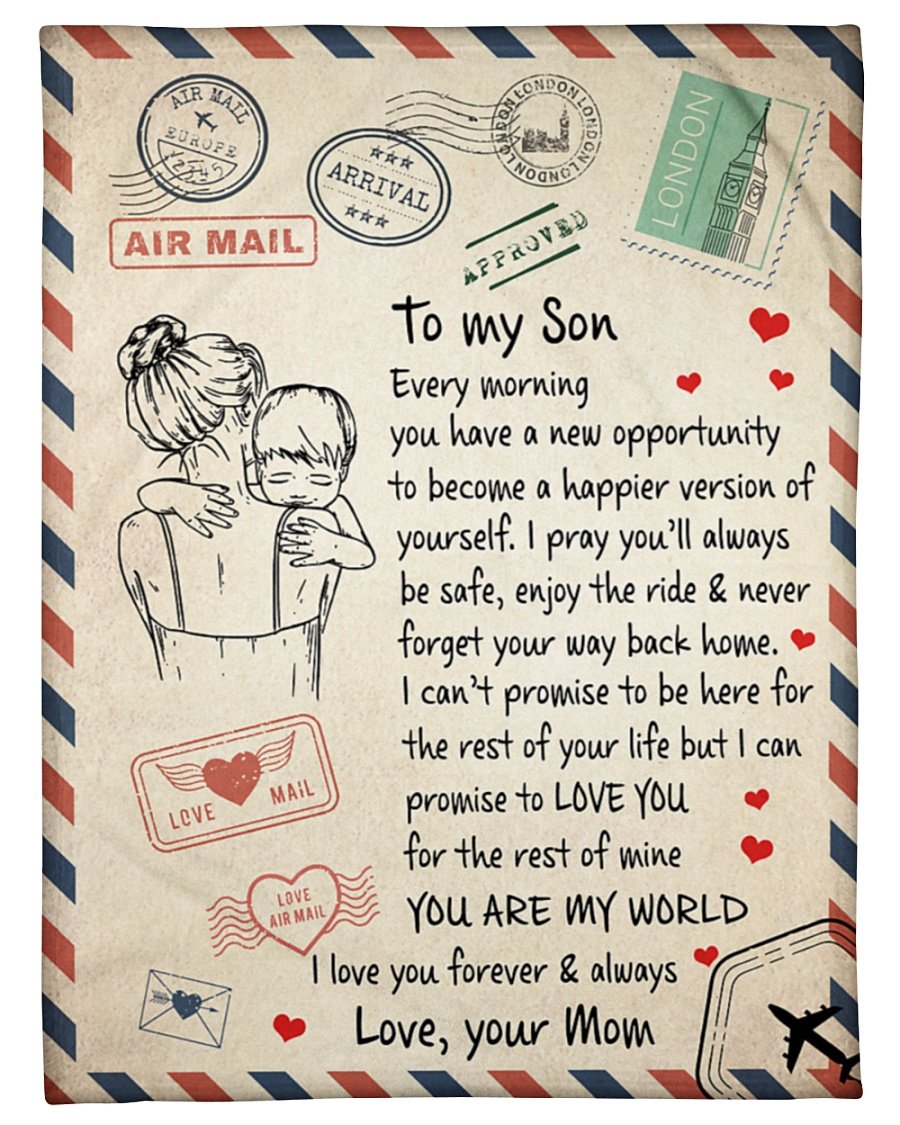 To My Son You Are My World Blanket Gift For Son From Mom Family Gift Home Decor Bedding Couch Sofa Soft And Comfy Cozy