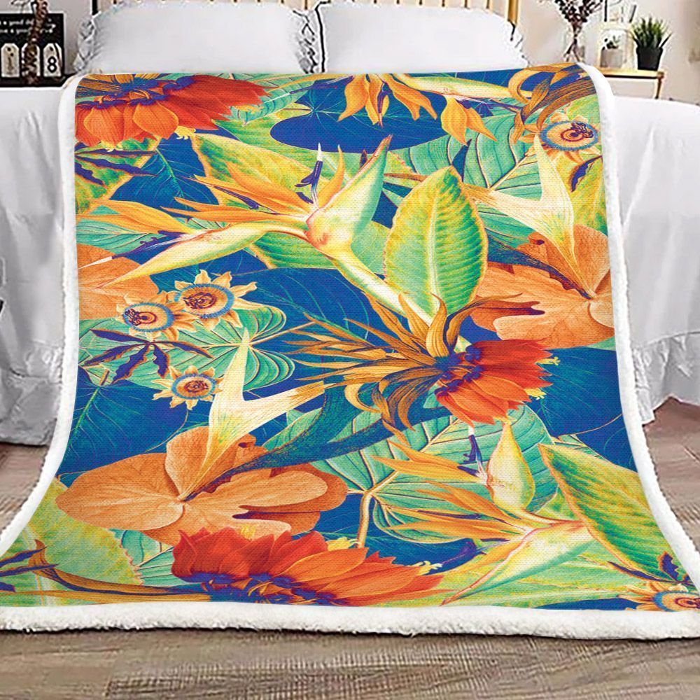 Natural Flower Bird Fleece Blanket All Over Prints