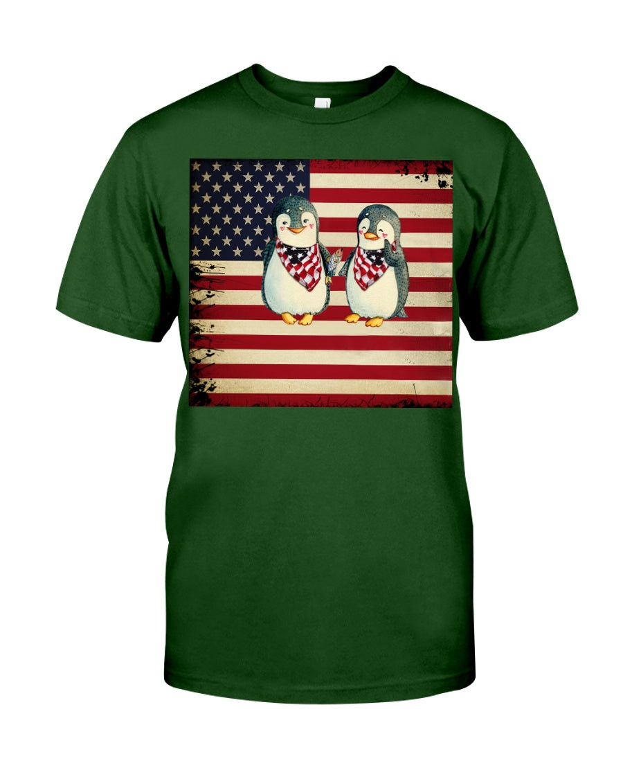 Lovely Phone Case With America Flag Gift For Penguin Lovers Guys Tee