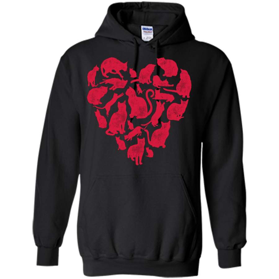 Valentines Day Cat Heart Funny Kitty Kitten  Pullover Hoodie 8 oz