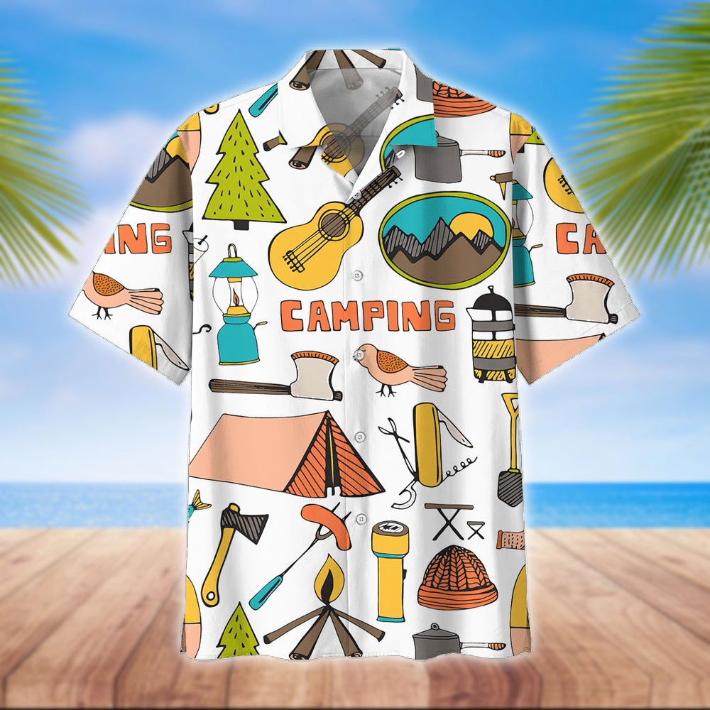 Camping Hawaii Shirt Unisex Print Aloha Short Sleeve Casual Ha88512