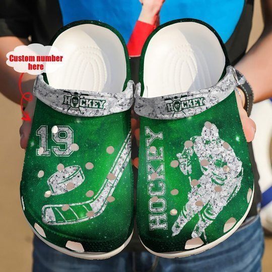 Hockey Diamond Green Personalize Clog Custom Crocss Clog Number On Sandal Fashion Style Comfortable For Women Men Kid