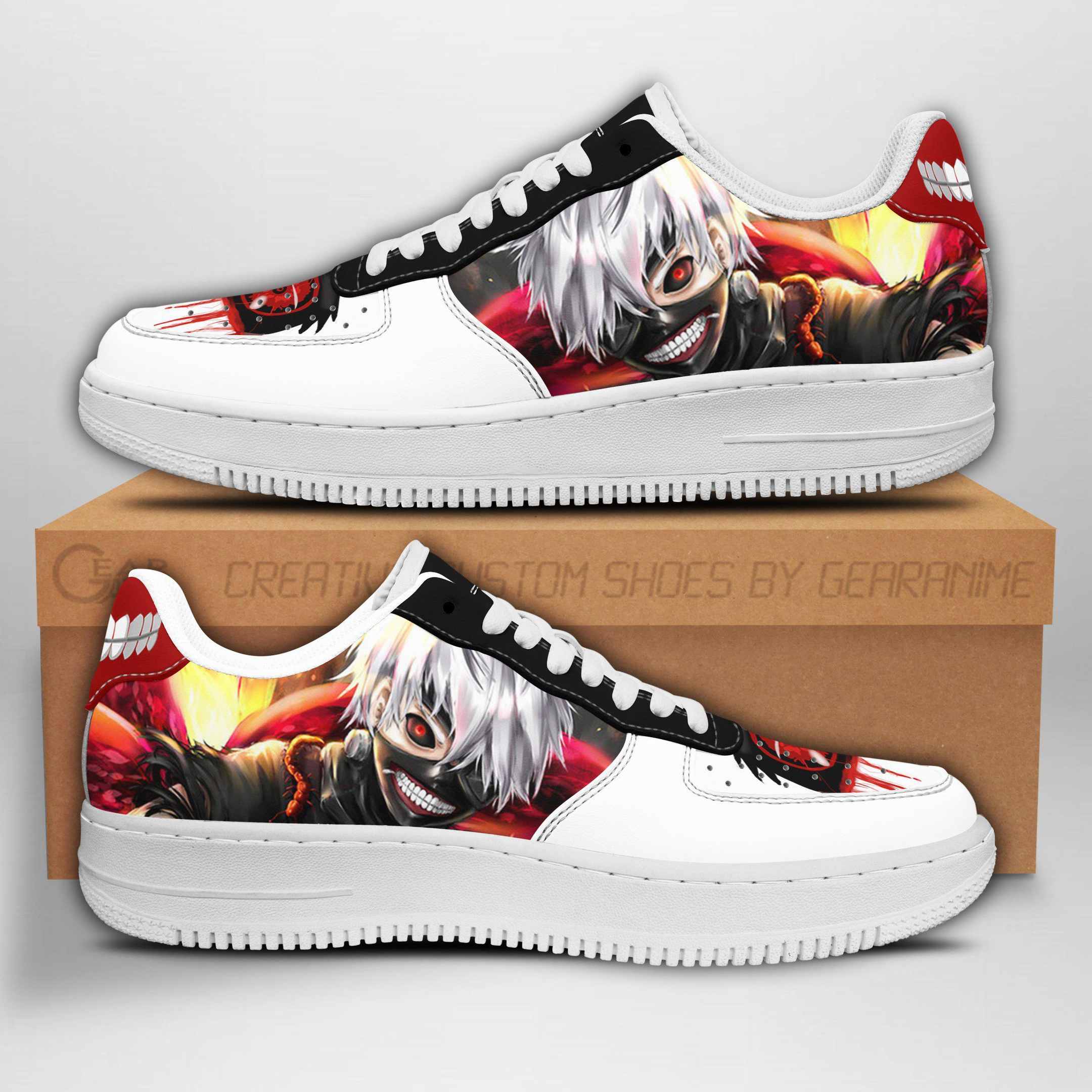 Ken Kaneki Tokyo Ghoul Air Force Shoes Sneakers Custom Anime V25