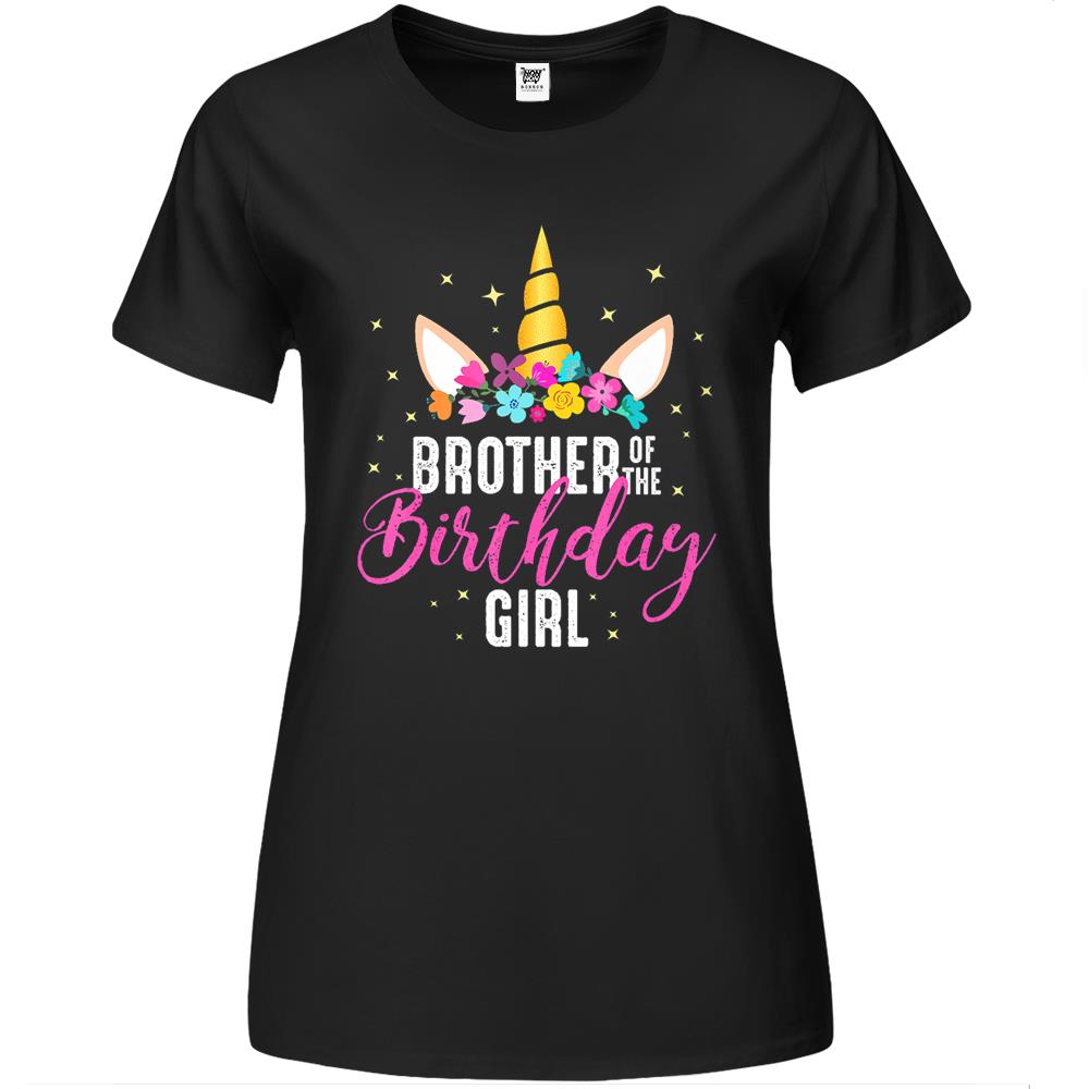 Brother Of The Birthday Girl Sibling Gift Unicorn Birthday Premium Womens T Shirts