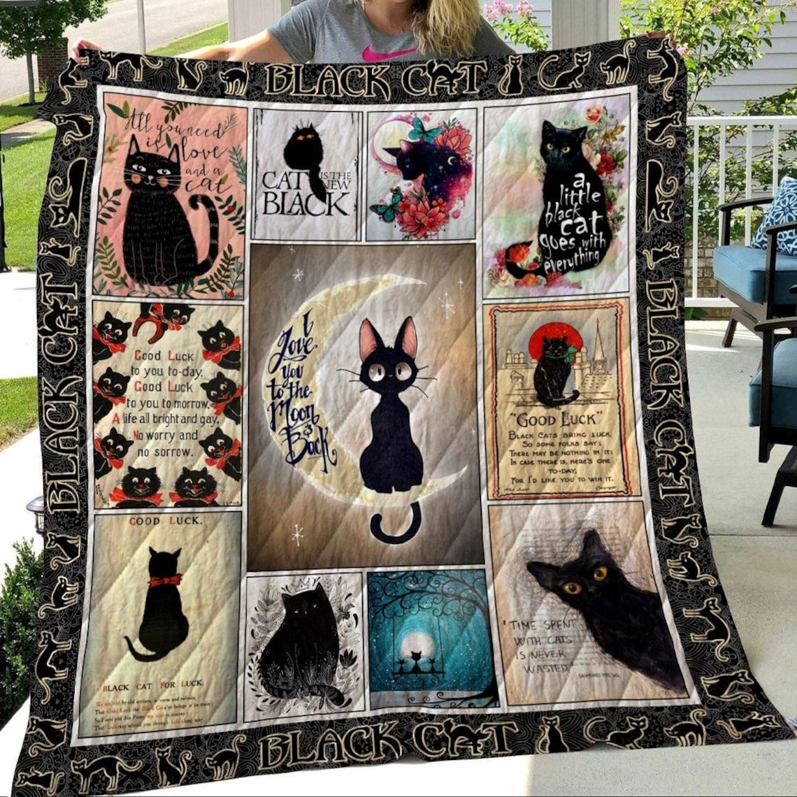 Halloween Black Cat I Love You To The Moon And Back Wg1408218 Quilt Blanket
