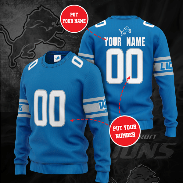 Personalized Detroit Lions All Over Print 3D Casual Unisex Sweatshirt – Blue