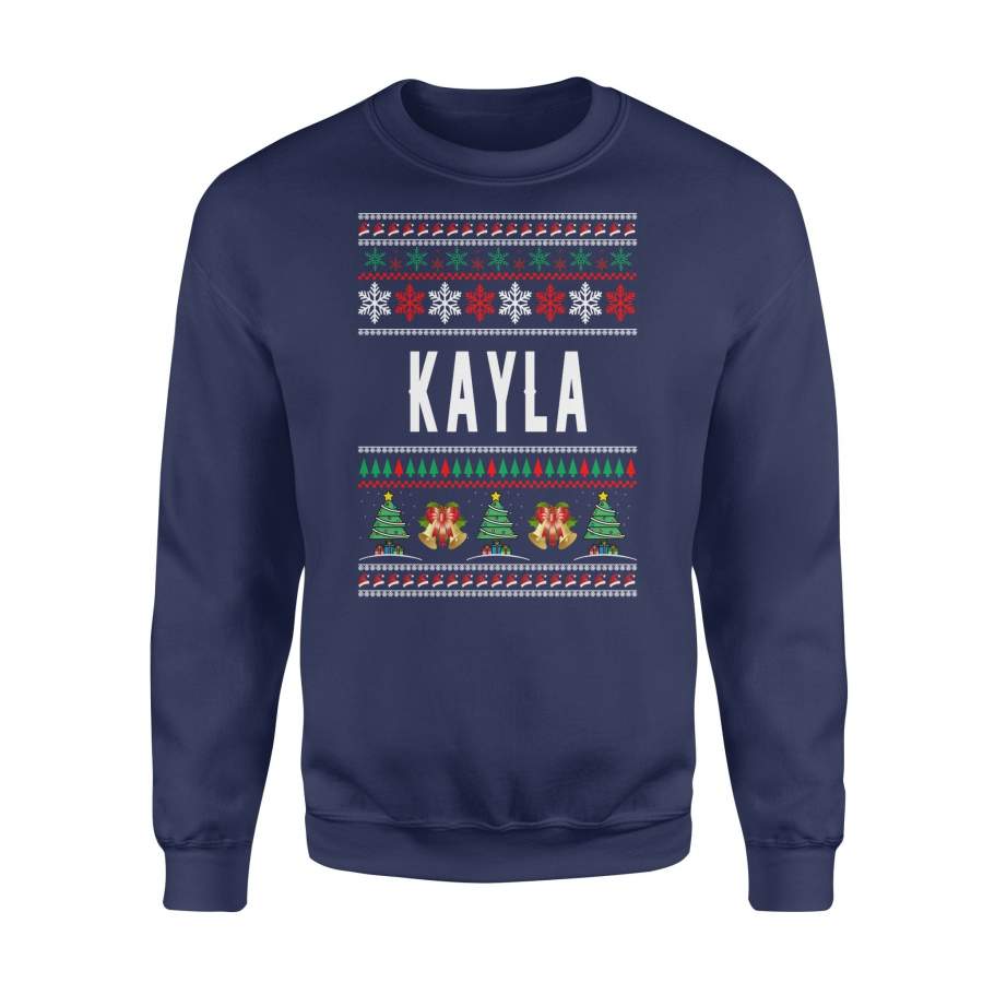 Kayla Ugly Christmas Family Jingle Bells Hat Snowflakes Christmas Tree Holiday Christmas X-Mas Sweatshirt T Shirt Christmas Gift Ideas