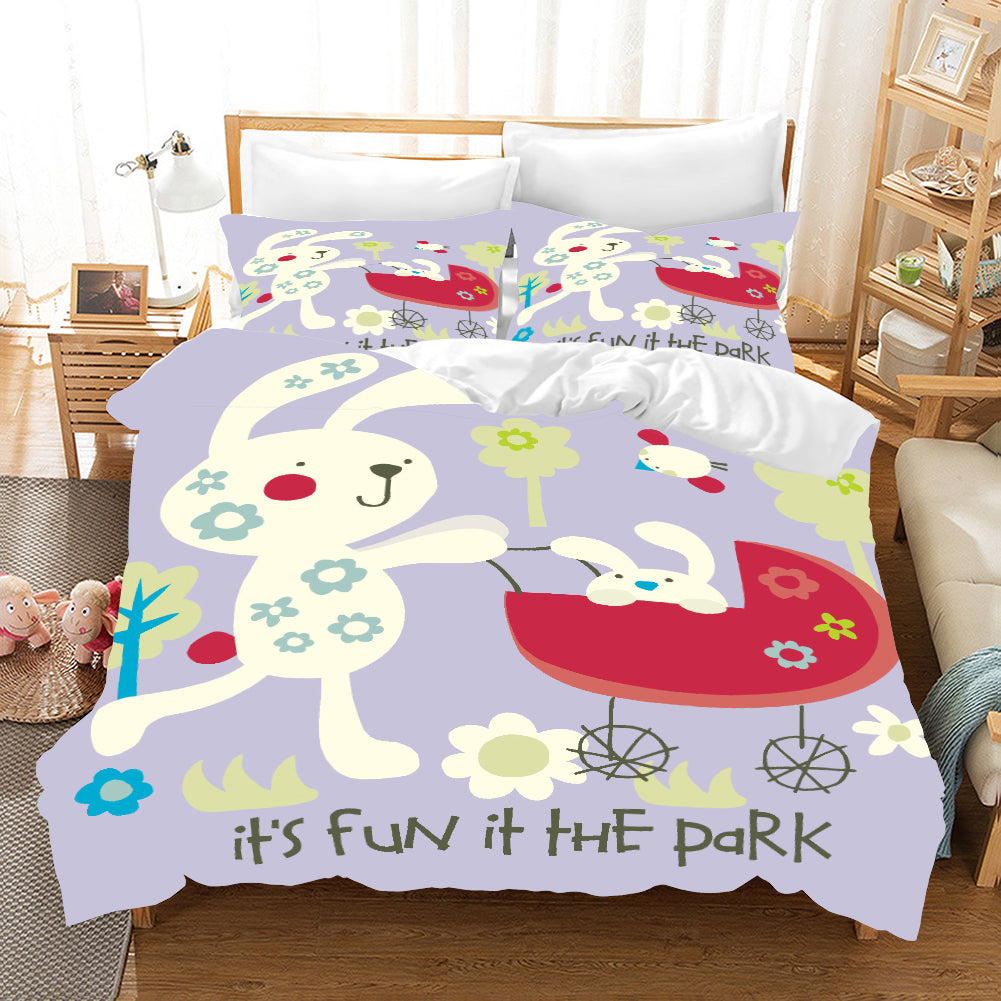 3D Cute Style Rabbit Family Quilt Cover Set Bedding Set Pillowcases  177