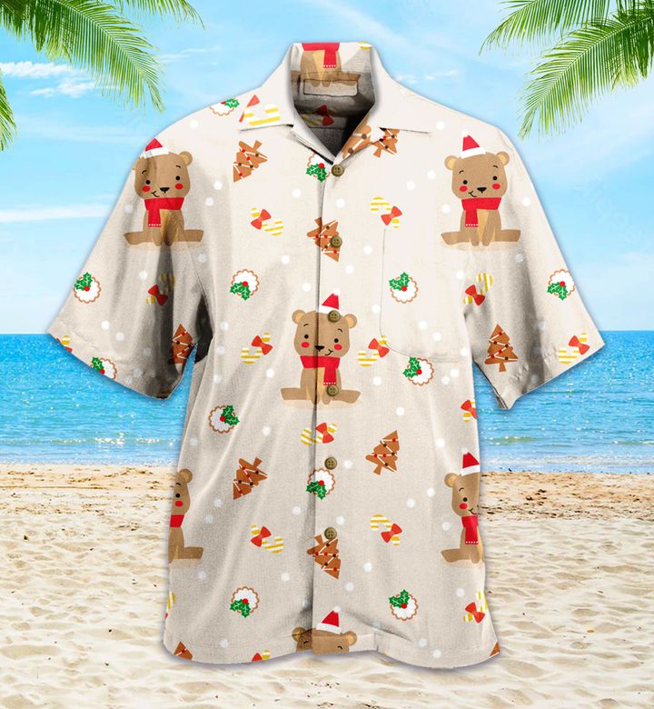 Cute Bear Christmas Cookies Beige Hawaii Shirt Ha106668