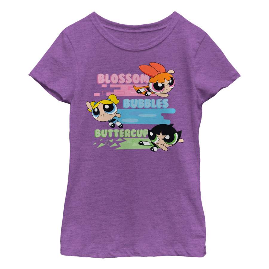 The Powerpuff Girls Girl’s Rainbow Stripes T-Shirt