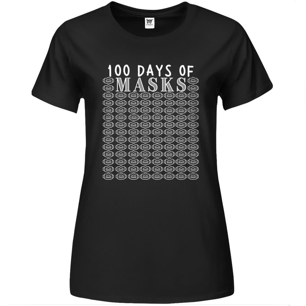 100 Days Of Masks Funny Student Teacher 100Th Day Of School Premium Womens T Shirts