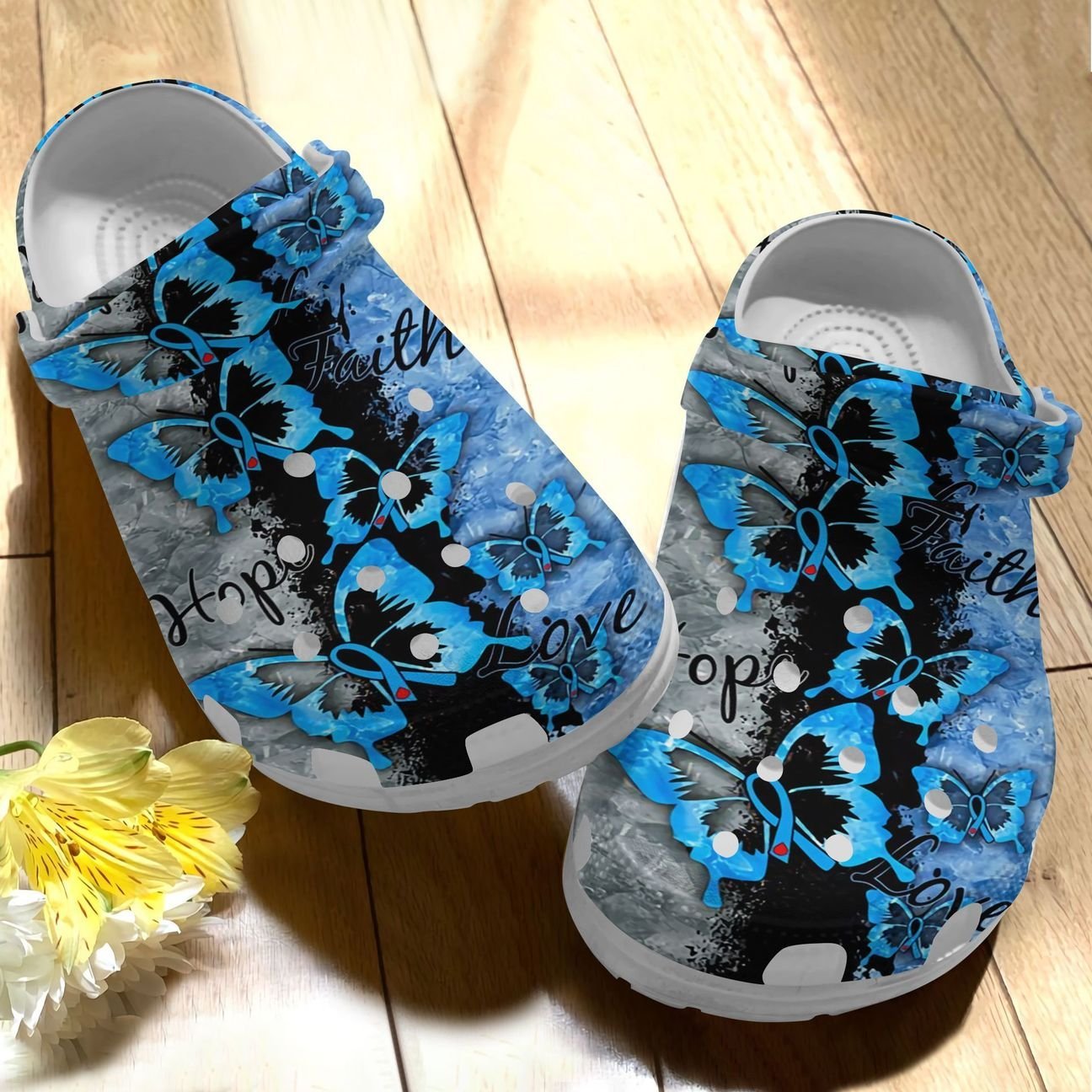 Diabetes Personalize Clog, Custom Name, Text, Fashion Style For Women, Men, Kid, Print 3D Whitesole Faith Hope Love