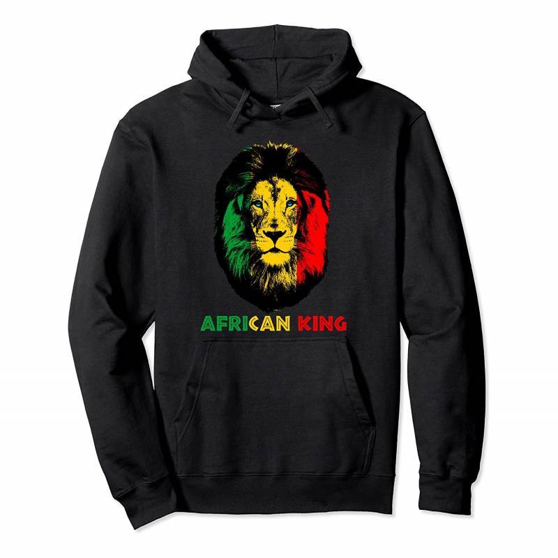 African King Africa Flag Colors on Lion Pullover Hoodie, T-Shirt, Sweatshirt, Tank Top, Racerback, Dolman