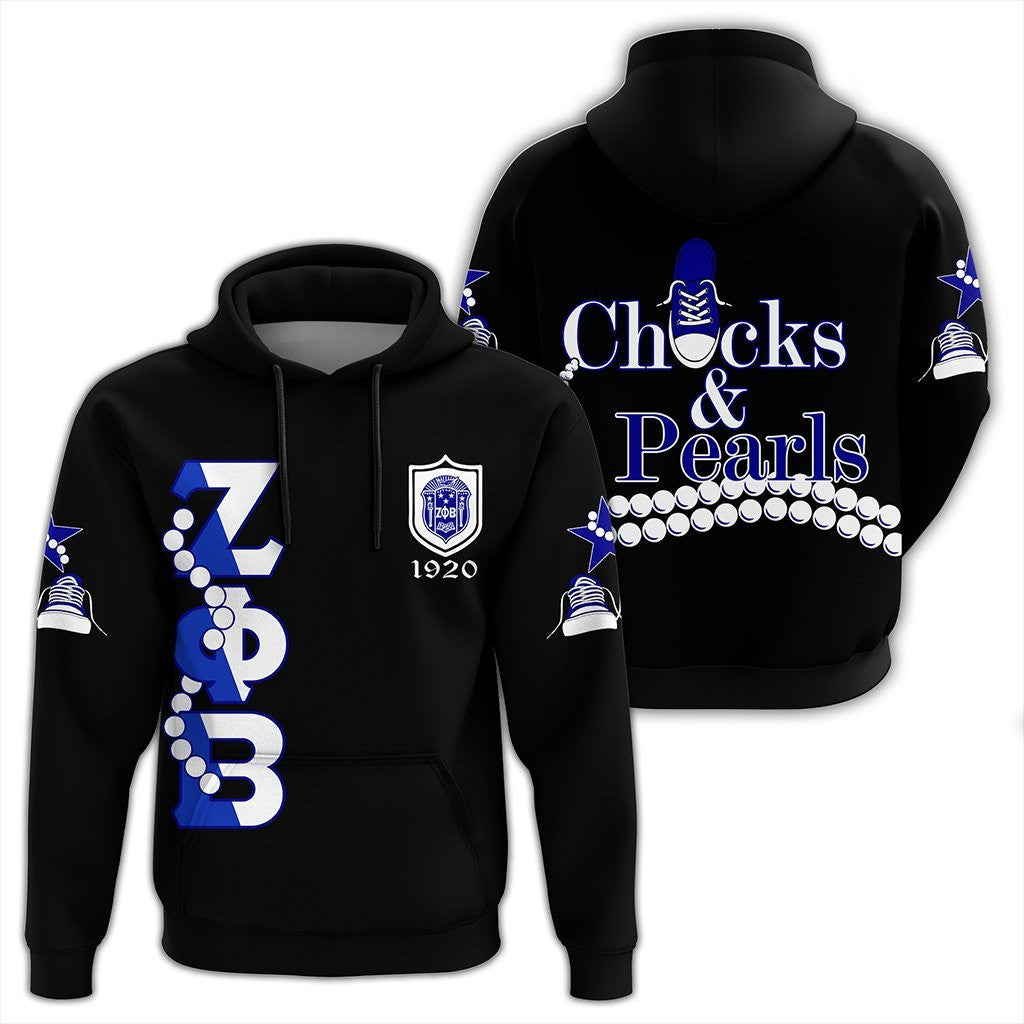 Sorority Hoodie – Zeta Phi Beta Pearls K.H Chucks N Pearls Pullover Hoodie