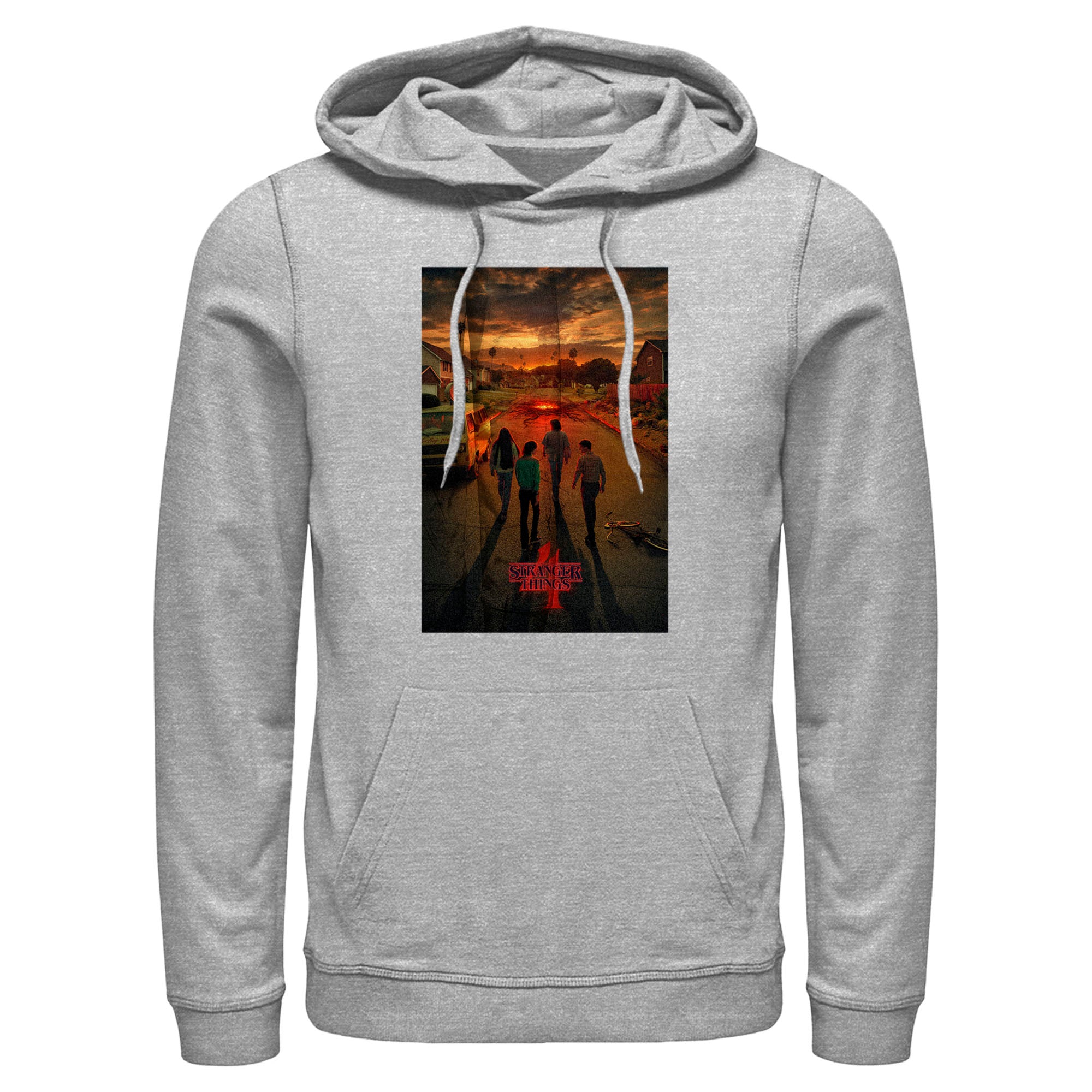 Men’S Stranger Things Four Friends Rift Apocalypse Poster Pull Over Hoodie