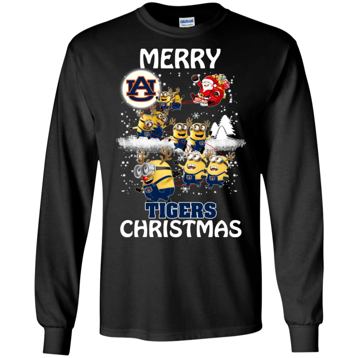 Cover your body with amazing Auburn Tigers T Shirts Minions Santa Claus Merry Christmas LS Cotton T-Shirt