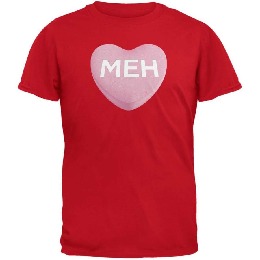 Valentine’s Day – Meh Candy Heart Red Adult T-Shirt