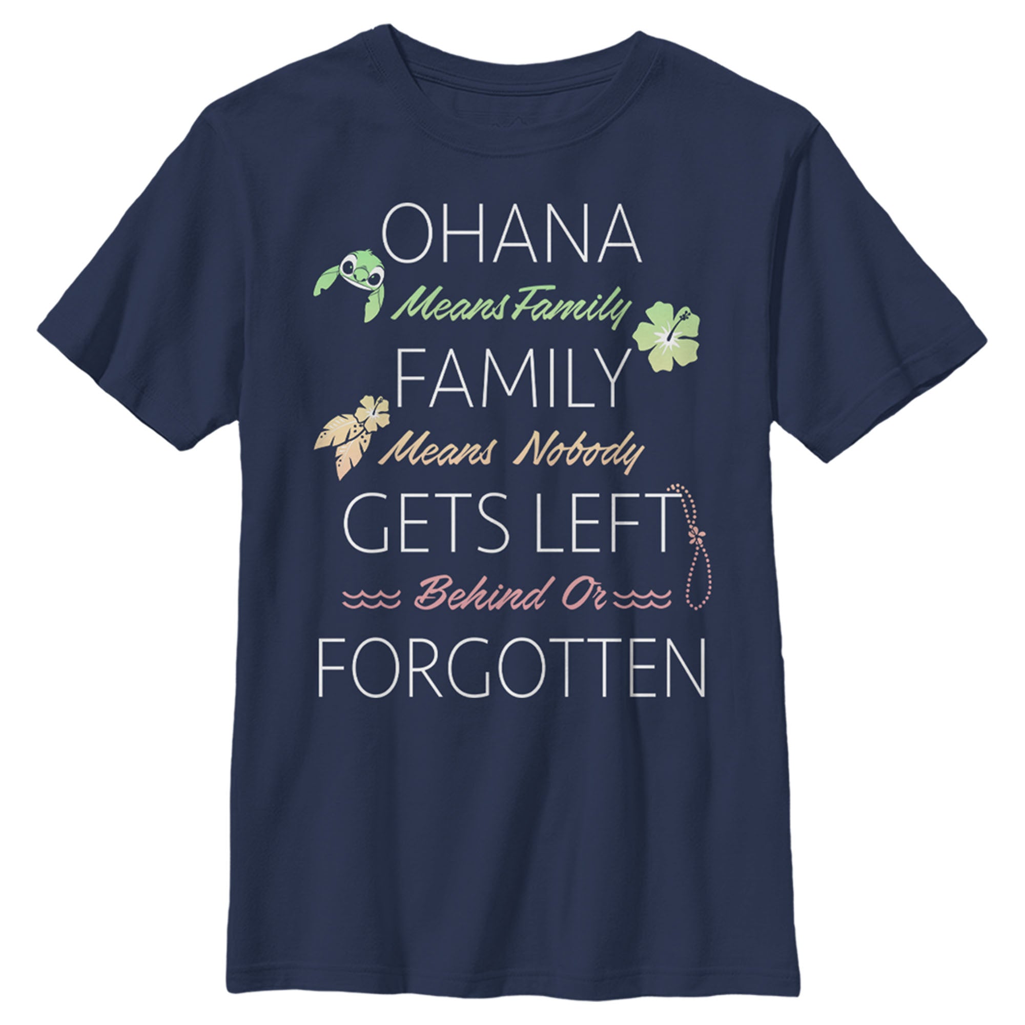 Boy’S Lilo & Stitch Stylized Ohana Means Family Quote T-Shirt