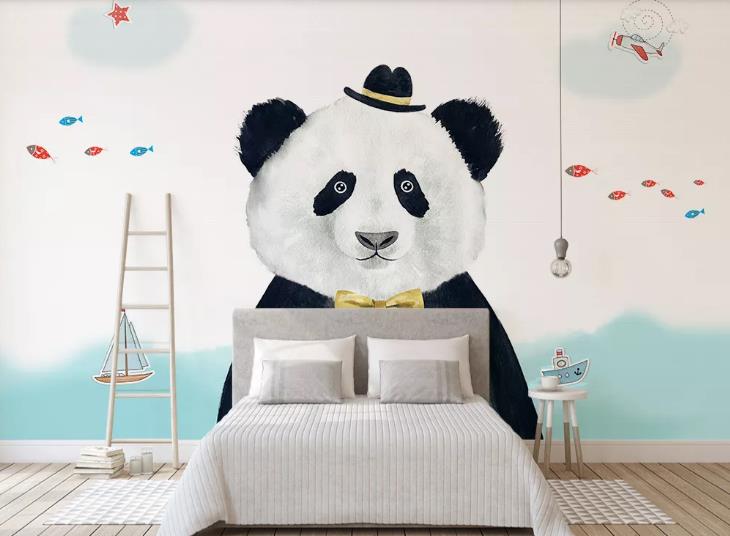 3D Hand Drawn Animal Panda Wall Mural Wallpaper Lqh 288