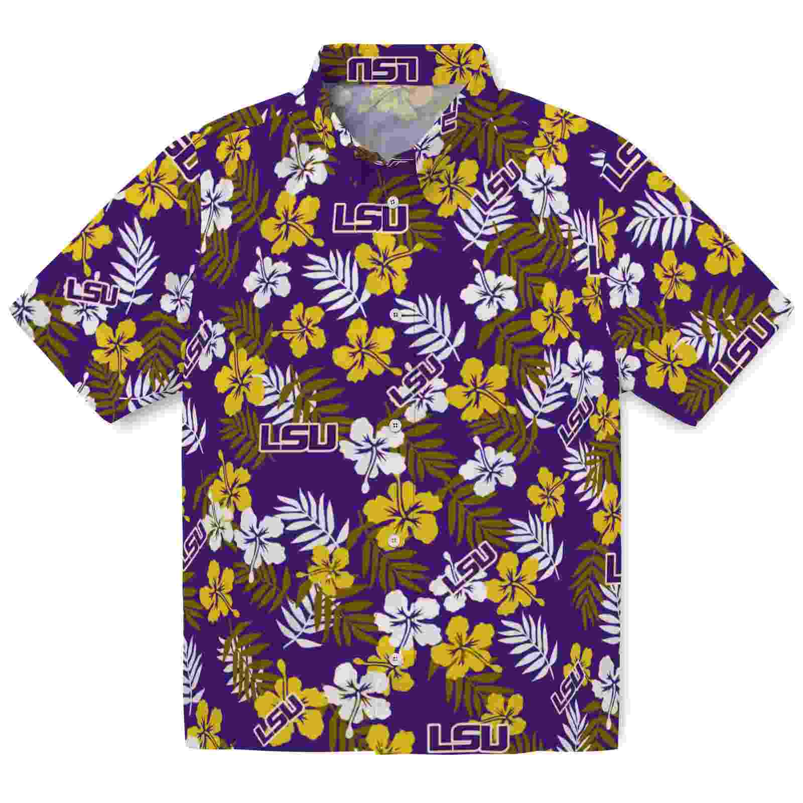 Lsu Tigers Tropical Floral Purple Hawaiian Shirt